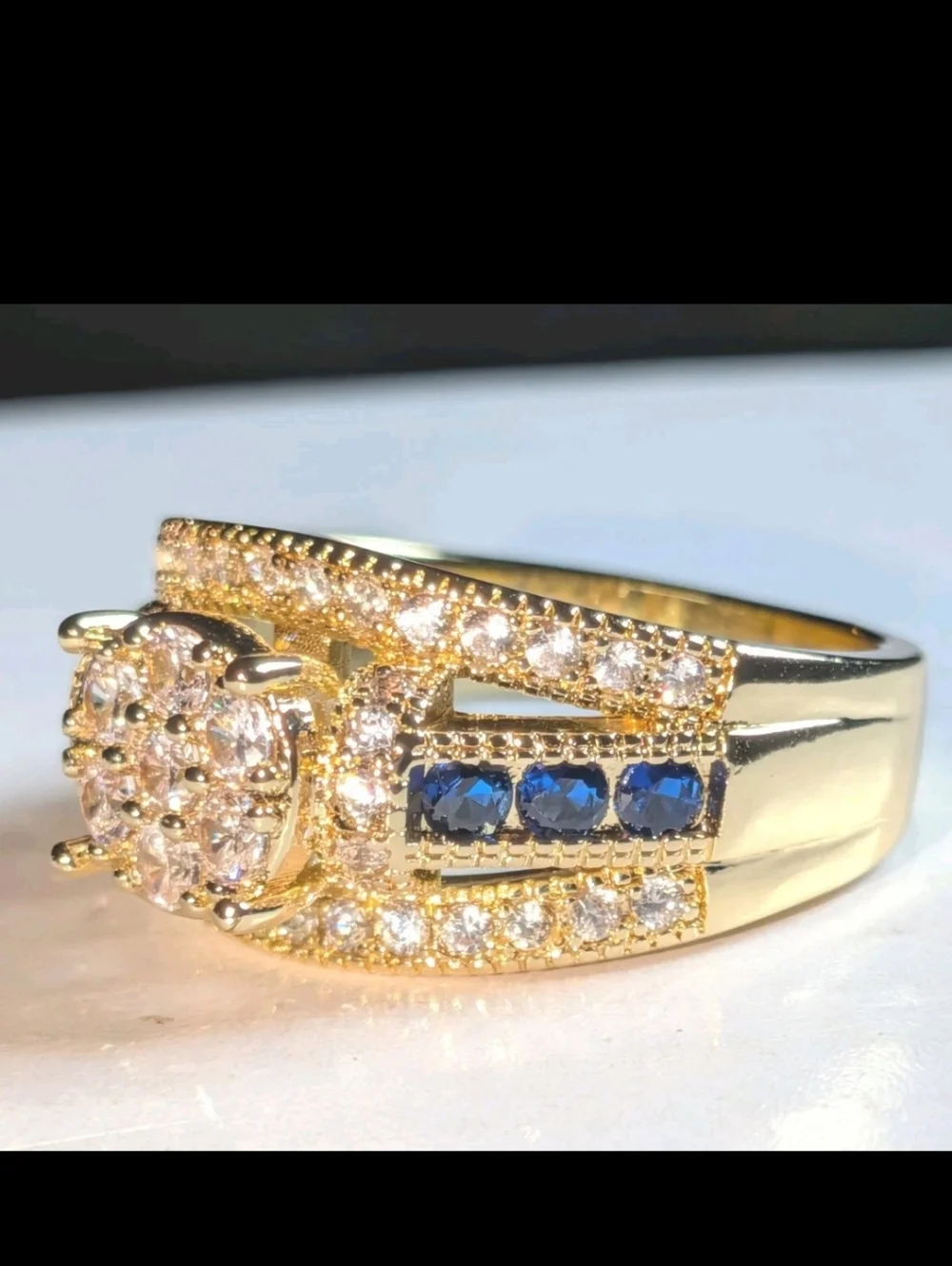 Classic Bright Sparkling Men's 4 Ct Lab-Created Diamond Sapphire Band Ring Sz 10